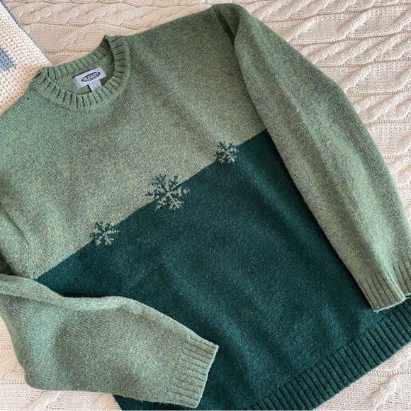 VTG Old Navy Wool Knit Forest Green Sweater, Size L - Picture 2 of 9